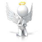 little angel figure kneeling and praying for self-love