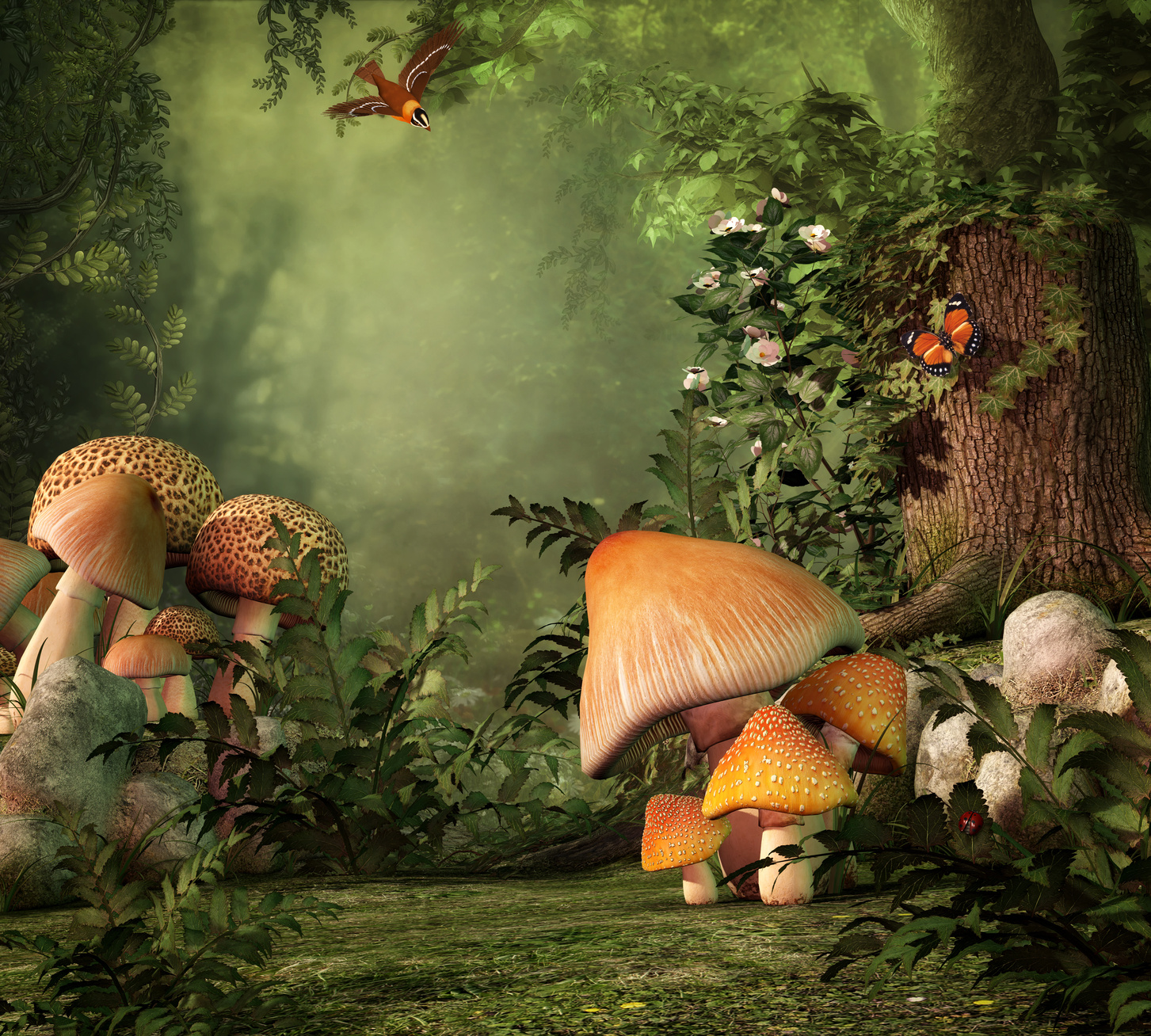 Fantasy Picture of Nature Mushrooms and things that can cause allergies