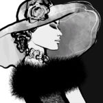 Young woman with hat and fur - Vector illustration