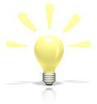 light bulb; insight, bright idea