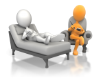 therapist in chair with client on counseling couch
