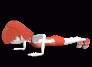 figure of ADD/ADHD woman doing exercise - pushups