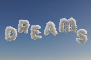 The word "Dreams" spelled in cloud-like letters by by Biljana Jovanovic from Pixabay 