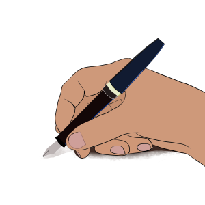 illustration of a hand holding a pen for editing
