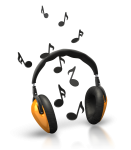 musical notes around headphones for HypnoMeditations