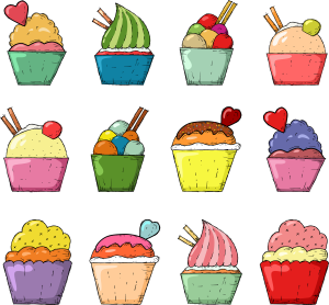 An illustration of sweets by Jozefm on Pixabay